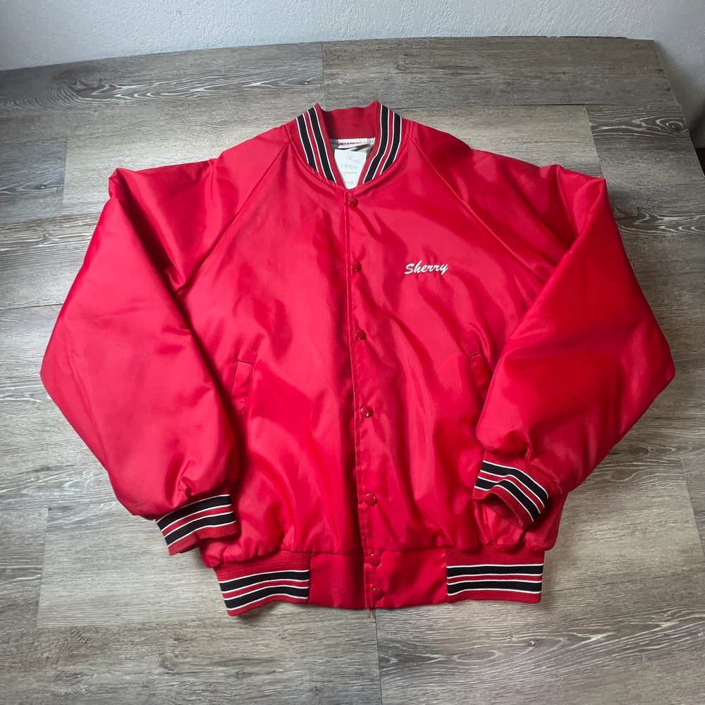 Hartwell Sports Varsity Jacket Mens L Red 80s Vintage Yamaha Snowmobile Bomber